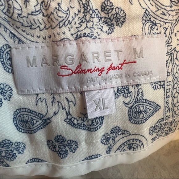 Margaret M Slimming Pants, Paisley Print, Size XL 
White, blue Paisley Pants - Picture 8 of 12